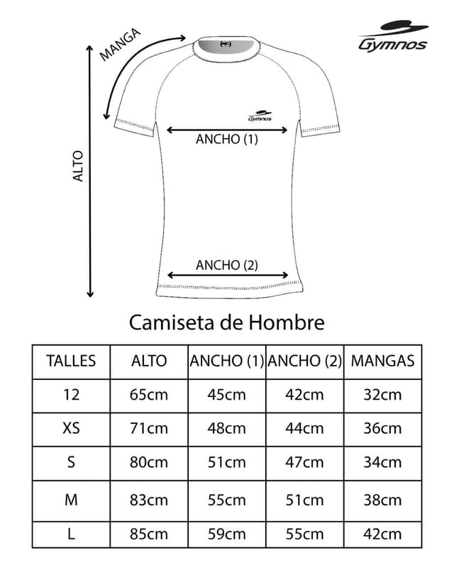 Diagrama de medidas - Camiseta de Hombre