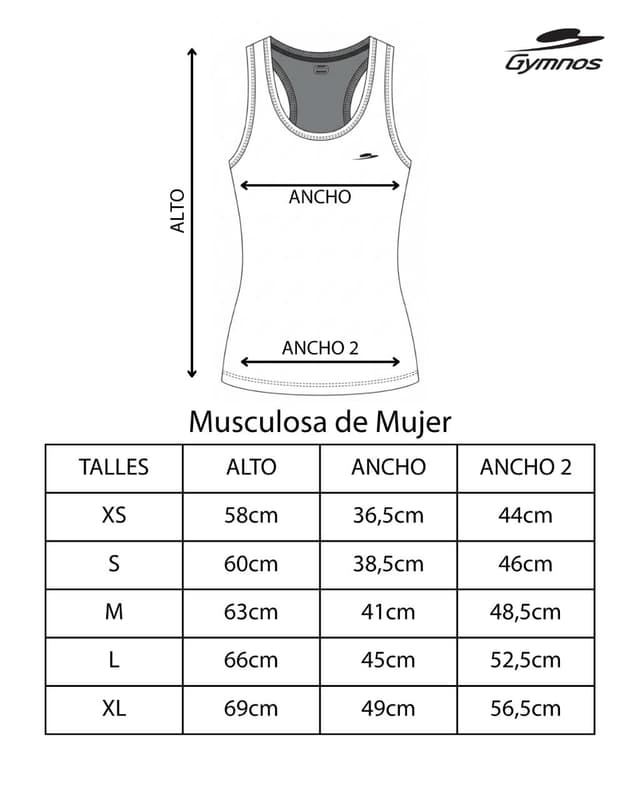 Diagrama de medidas - Musculosa de Mujer (Adulta)