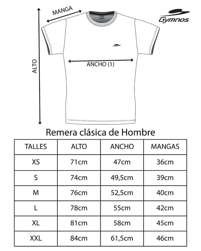 Diagrama de medidas - Remera clásica de Hombre
